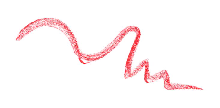 Hand drawn red pencil lines, circles, stripes and squiggly lines on transparent background. - Powered by Adobe