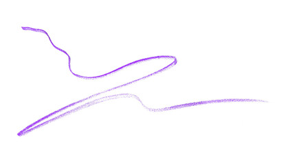 Hand drawn purple pencil lines, circles, stripes and squiggly lines on transparent background.