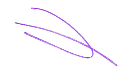 Hand drawn purple pencil lines, circles, stripes and squiggly lines on transparent background.