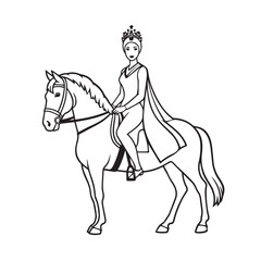 Black and white line art of a beautiful woman with perfect body riding horse elegant minimalist illustration