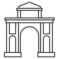 Arched Gateway line art vector