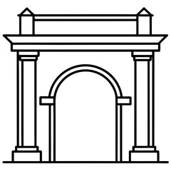 Arched Gateway line art vector