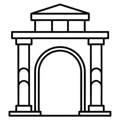Arched Gateway line art vector