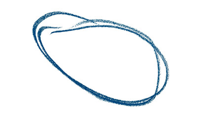 Hand drawn blue pencil lines, circles, stripes and squiggly lines on transparent background.