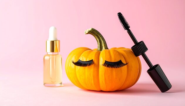 Pumpkin with false lashes and mascara