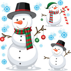 snowman and christmas tree