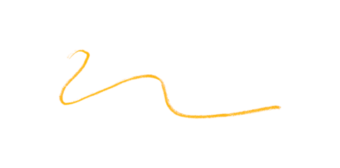 Hand drawn yellow pencil lines, circles, stripes and squiggly lines on a transparent background.