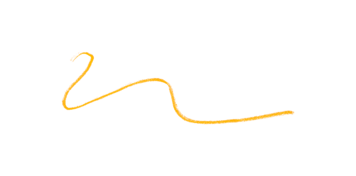 Hand drawn yellow pencil lines, circles, stripes and squiggly lines on a transparent background.