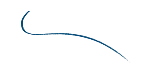 Hand drawn blue pencil lines, circles, stripes and squiggly lines on transparent background.