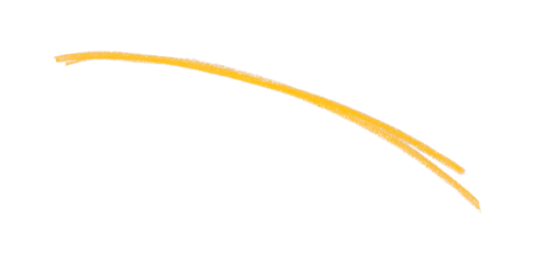 Hand drawn yellow pencil lines, circles, stripes and squiggly lines on a transparent background.