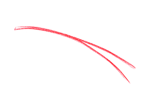 Hand drawn red pencil lines, circles, stripes and squiggly lines on transparent background.