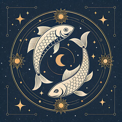 Astrological representation of a Pisces ascendant.