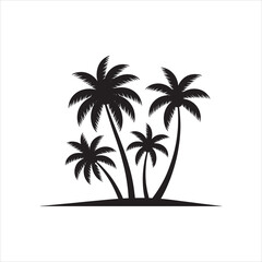 Fototapeta premium Silhouette of four palm trees against a light gray background