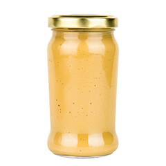 jar of mustard on an isolated white background