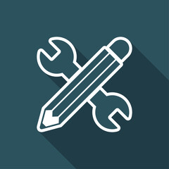 Wrench and pen - Design project - Vector web flat icon