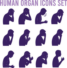 Human figures in distress silhouette pain