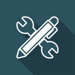 Wrench and pen - Design project - Vector web flat icon
