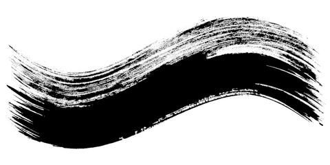 Black ink brush stroke zigzag vector design element for grunge texture. make-up cosmetic mascara brush stroke on white. Watercolor brush stroke isolated.