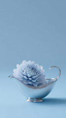 Dreamy sauce boat with flower. Creative cooking food inspiration concept