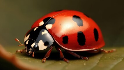 Obraz premium Close-up of a ladybug on a leaf