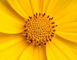 Close-up of a bright yellow flower's center