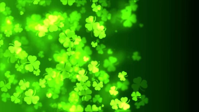 Patrick Day background with shamrock leaf pattern falling motion design. Animated st patrick festive