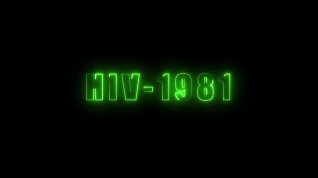 Green Neon Text HIV-1981 on Black Background lettering
