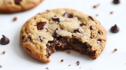 Freshly Baked Chocolate Chip Cookie with Bite Taken Out