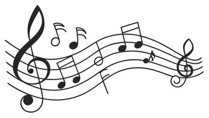 Musical notes on a staff with treble clef and eighth notes creating a harmonious visual composition