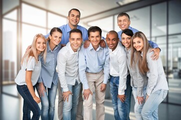 Fototapeta premium Business team portrait of motivated employees in modern office