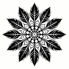 Feather Silhouette Mandala Vector