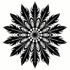 Feather Silhouette Mandala Vector