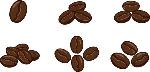 Obraz premium Assorted Coffee Bean Clusters on White Background beans
