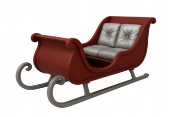Santa's red christmas sleigh with soft cushions
