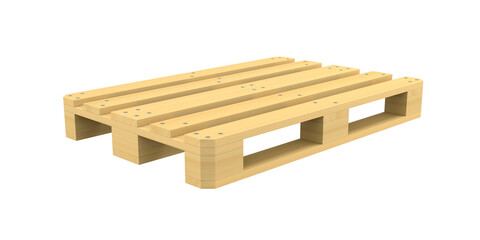 Wooden pallet on white background. Isolated 3D illustration