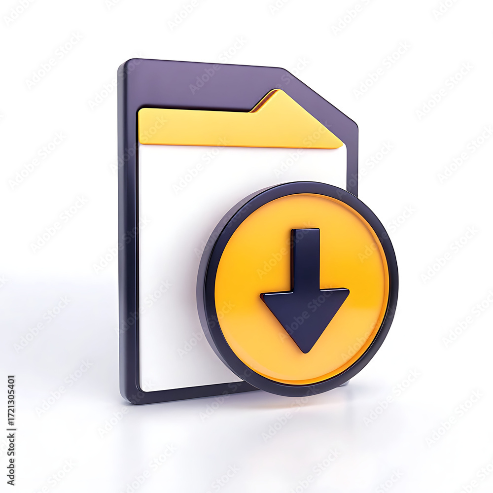 Aufkleber digital download icon with arrow pointing down on a blank document symbol