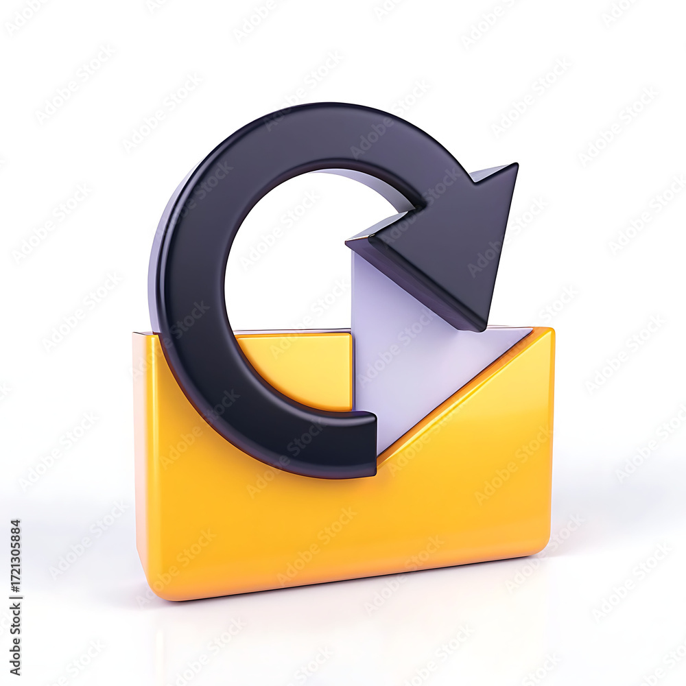 Aufkleber 3d rendering of a yellow folder with a circular arrow indicating refresh or reload