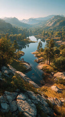 sunset lake view from top