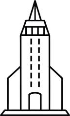 Sketch of an old castle house with tower and glass bottle elements in black and white vector style