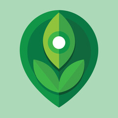 Green leaf location pin icon with white circle marker