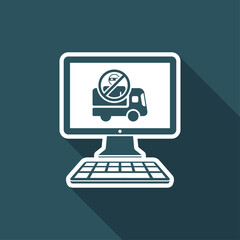 Truck transport with security computer control - Vector flat icon