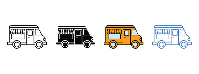 Food truck icon vector. catering promotions, offering a modern and playful touch to food service visuals symbol. vector illustration.