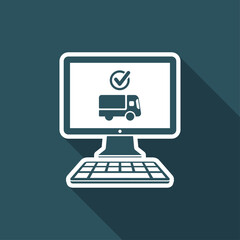 Check transport options on website - Vector flat icon