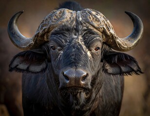 Naklejka premium Close-up of a buffalo's head