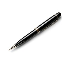Black ballpoint pen isolated on white background