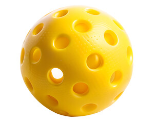 Yellow pickleball with holes isolated on white background ,PNG. AI Generated