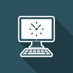 Computer clock - Vector flat icon