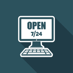 Web store open 7/24 - Vector flat icon