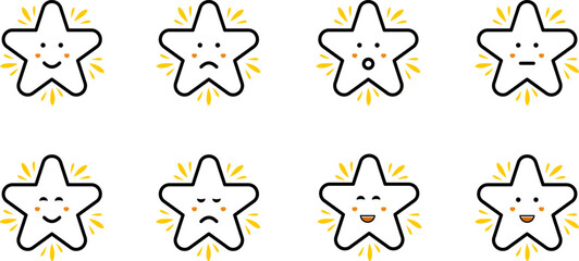 Obraz premium Collection of cute cartoon stars expressing various emotions