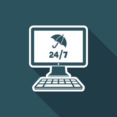 Full computer protection - Vector flat icon